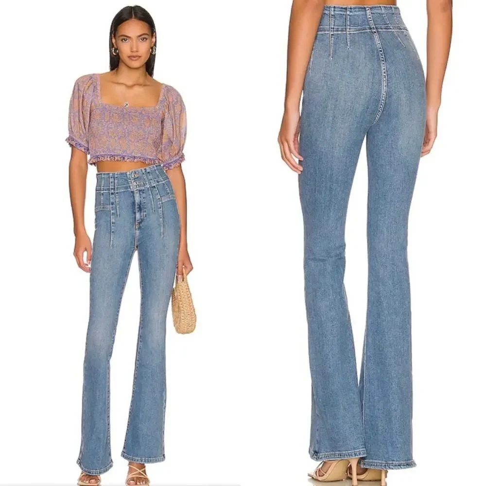 We the Free People Jayde Flare Jeans size 31 Boho Hippie Denim High Rise Stretch